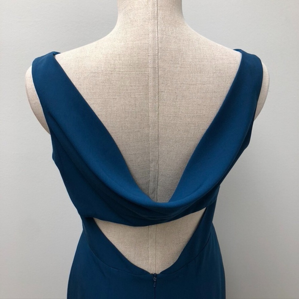 Black Halo Teal Blue Backless Sheath Dress - Picture 8 of 16